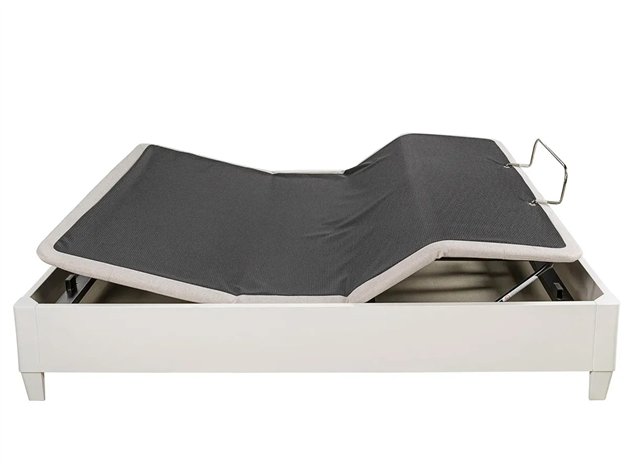 Canapé Abatible Articulado Ergodés Al Aire Pikolin en posición Zero-G con arcón abierto blanco